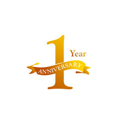 1 Ribbon Anniversary Logo Design Template