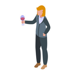 Woman Sommelier Icon Isometric Wine Glass