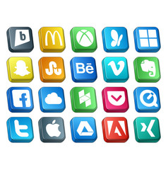 20 Social Media Icon Pack Including Tweet