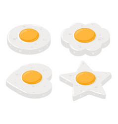 Cartoon Fried Eggs Cooked Tasty Breakfast