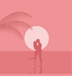 Couple In Love At Sunset On The Beach