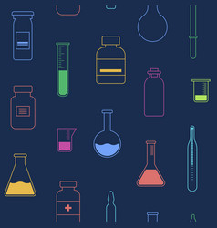 Seamless Pattern With Vials Test Tubes Pipette