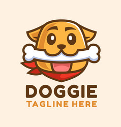 Cartoon Dog With White Bone Logo Design