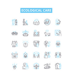 Ecological Care Line Icons Set Ecology