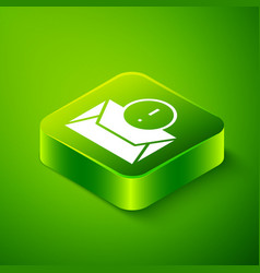 Isometric Envelope Icon Isolated On Green