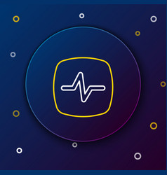 Line Heart Rate Icon Isolated On Blue Background