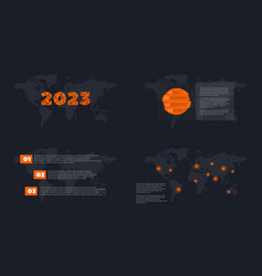 2023 Icon With World Map 3 4 Steps Business