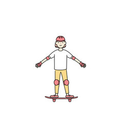 A Girl On Skateboard With Her Hands Outstretched