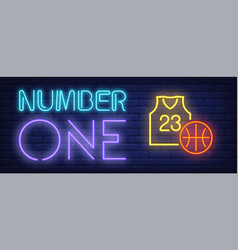 Number One Neon Text With Basketball And Jersey