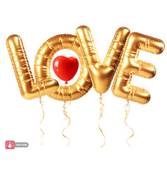 Gold Balloon 3d Letters Word Love