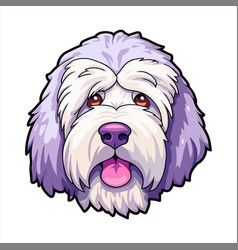 Old English Sheepdog Dog Breed Colorful Cartoon