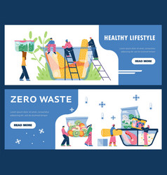 Zero Food Waste And Healthy Lifestyle Banners