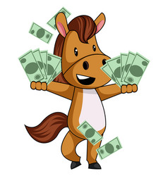 Horse With Money On White Background