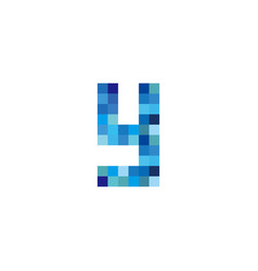 Letter Y Pixels Simple Blue Logo Symbol