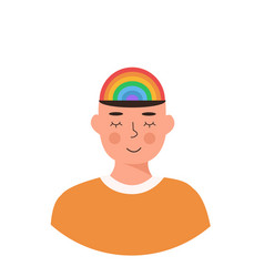 Male Happy Character With Montessori Style Rainbow