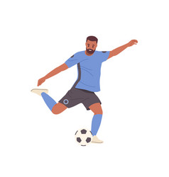 Man Football Player Kicking Ball In Run Motion