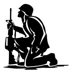 Military Soldier Kneeling Silhouette