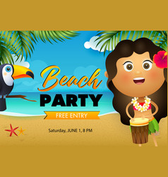 Beach Party Flyer Design Hawaiian Girl Playing