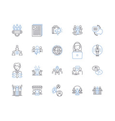 Project Manager Line Icons Collection Leadership