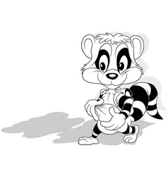 Drawing Of A Raccoon With School Bag