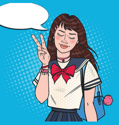 Pop Art Japanese School Girl In Uniform