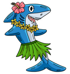 Shark Wearing Flowers And Hula Skirt Clipart