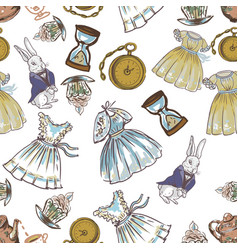 Alice Fairy Tale Dresses Rabbit Clock Graphics