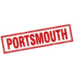 Portsmouth Red Square Grunge Stamp On White