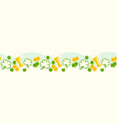 St Patricks Day Seamless Border With Lucky Clover