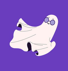 Cute Ghost Flying Halloween Spook Wearing Glasses