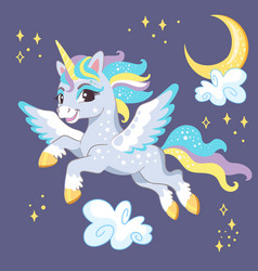 Cute Night Unicorn With Wings