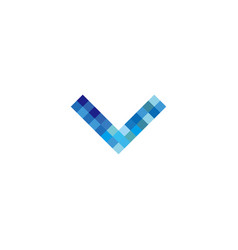 Letter V Pixels Simple Blue Logo Symbol