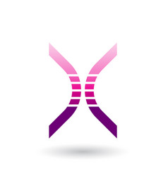 Magenta Bow Shaped Striped Icon For Letter X