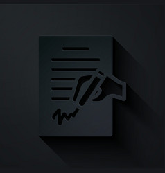 Paper Cut Petition Icon Isolated On Black