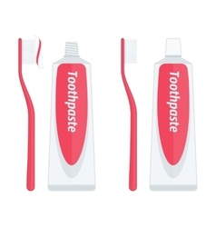 Toothpaste and toothbrushes in hand Royalty Free Vector