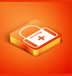 Isometric First Aid Kit Icon Isolated On Orange