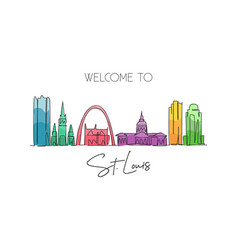 One Single Line Drawing Of St Louis City Skyline