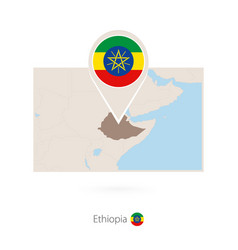 Rectangular Map Ethiopia With Pin Icon