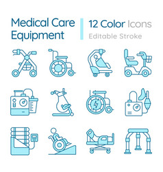 2d Editable Blue Medical Equipment Icons Pack