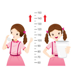 Girl Drinking Milk For Health And Taller