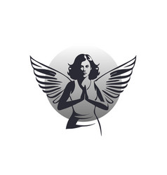 Graphic Stencil Of Angel Lady With Wings