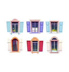 Wooden Windows With Open Shutters