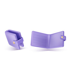 3d Purple Wallet Open Closed