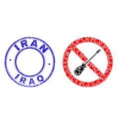 Blue Grunge Iran Iraq Stamp And Stop Screwdriver