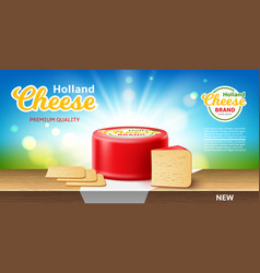 Realistic Cheese Poster Dutch Cheese Whole