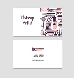 Visit Card With Makeup Beauty Cosmetic Elements