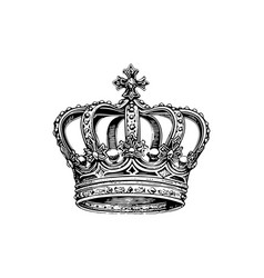 Hand Drawn Crown Ink Sketch Engraving Style