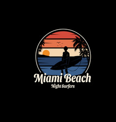 Miami Beach Night Surfers Color Orange Cream Blue