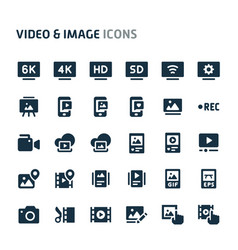 Video Images Icon Set Fillio Black Icon Series