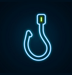 Glowing Neon Line Fishing Hook Icon Isolated On